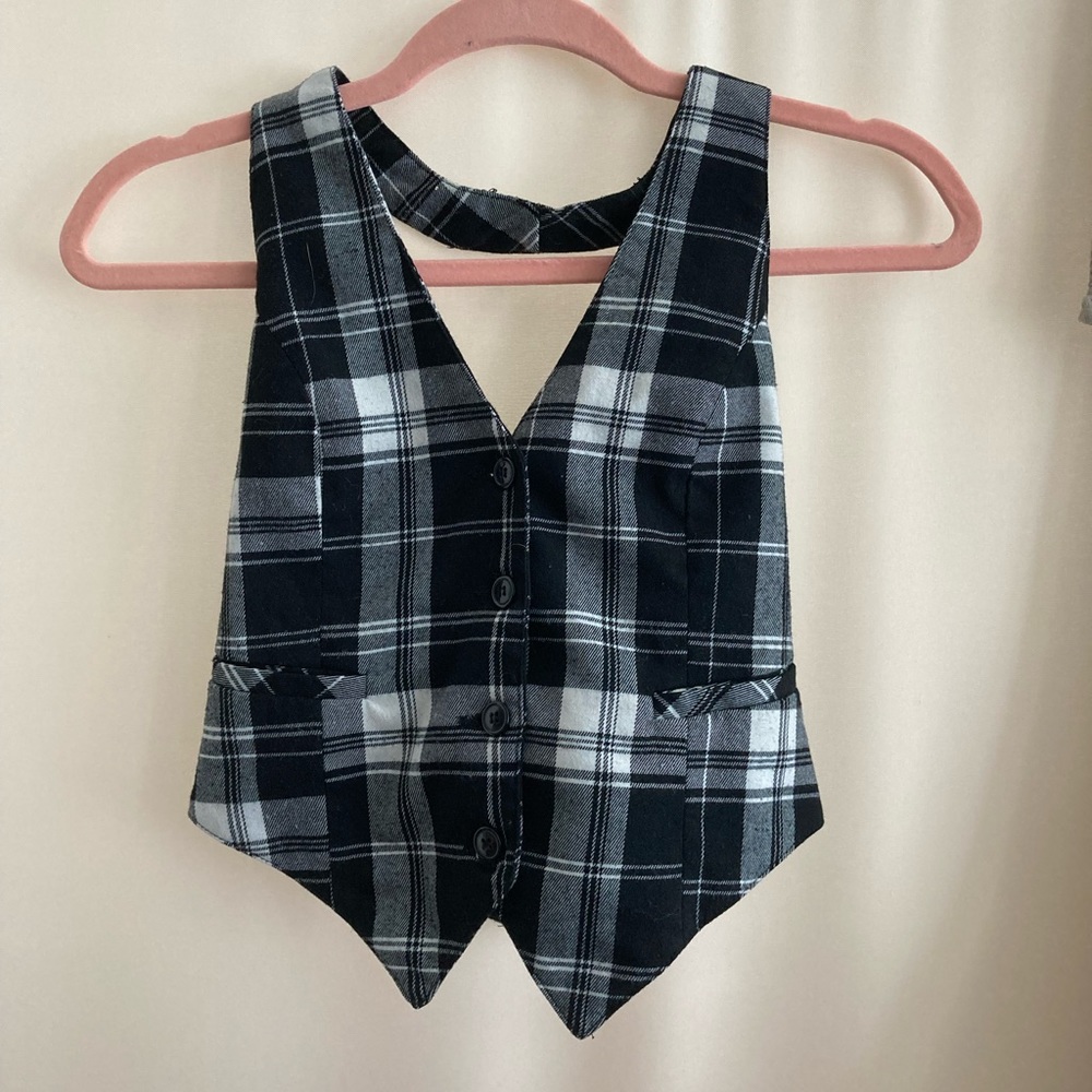 Vintage Y2K Plaid Halter Vest
